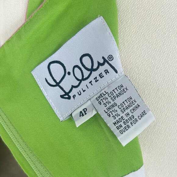 Vintage Lilly Pulitzer Green Pink Dragonfly Dress White Label in Size 4 Petite - Picture 7 of 7